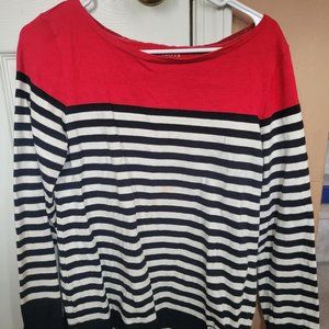 Talbots Red, Black and white Long sleeve shirt
